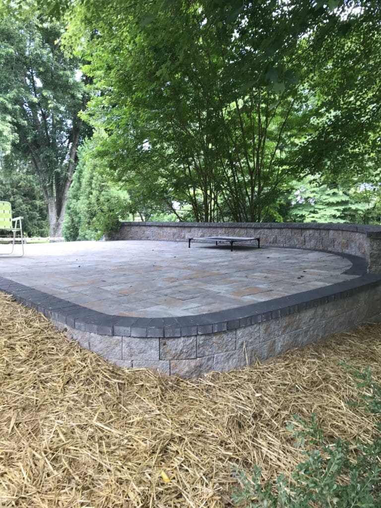slightly raised new patio design