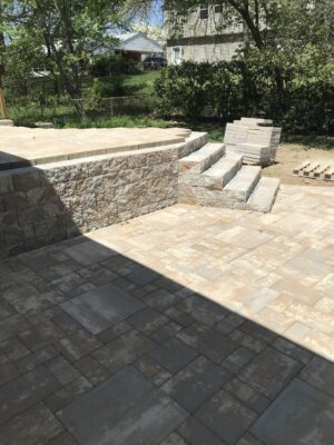 Patio with steps for raised entertaining area