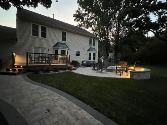 new patio installation at night